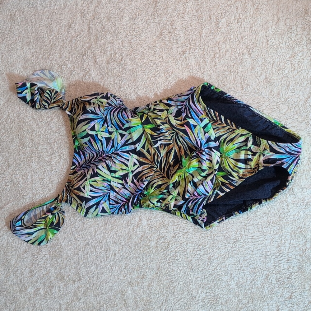 Ellen Tracy Tropical Palm Leaf One-piece Swimsuit Size 8 NWT - Picture 3 of 16